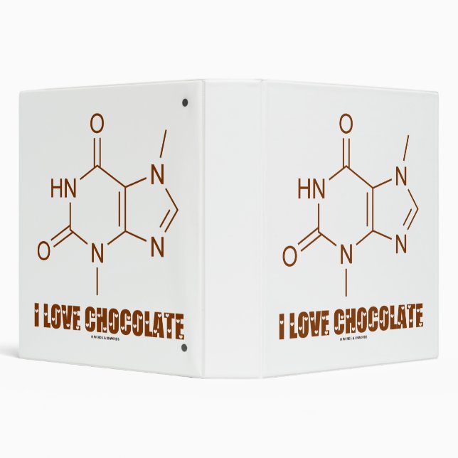 I Love Chocolate Theobromine Molecule Chemistry 3 Ring Binder (Background)