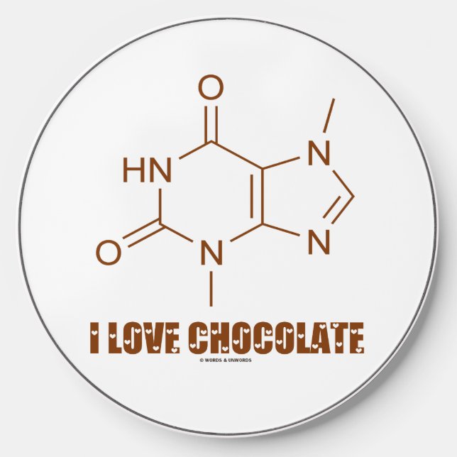 I Love Chocolate Theobromine Molecule Chemistry Wireless Charger (Front)