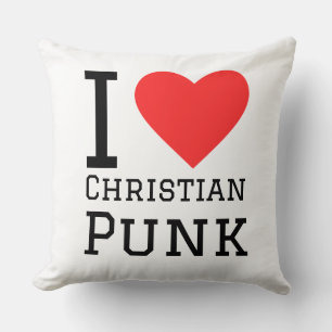 I love Christian punk square sticker Throw Pillow