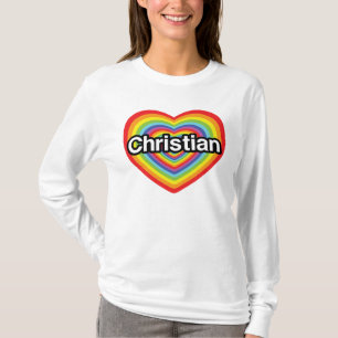 I love Christian: rainbow heart T-Shirt