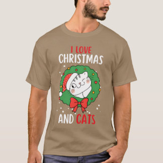 I Love Christmas And Cats Cat Christmas vintage T-Shirt