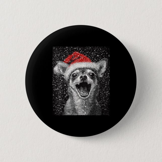 I Love Christmas Chihuahua  Button (Front)