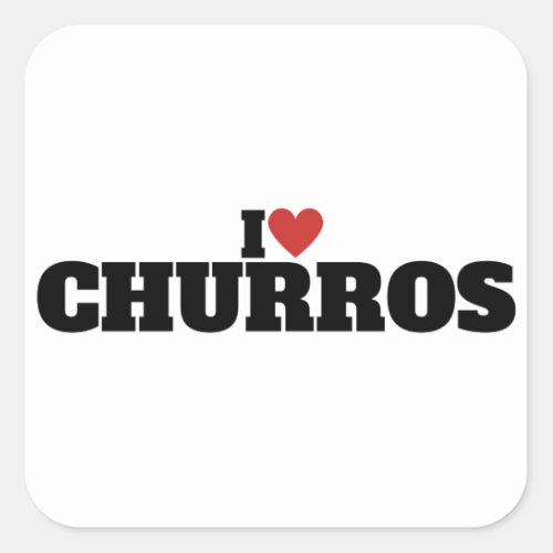 I Love Churros Square Sticker