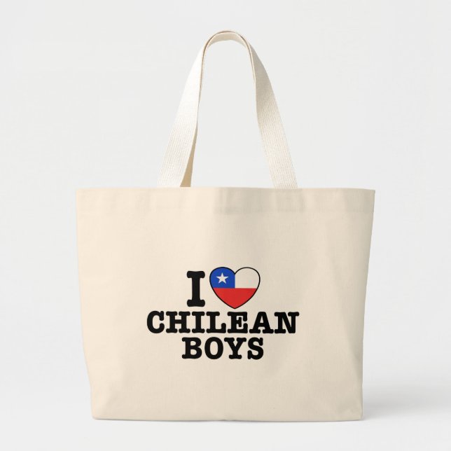 I Love Cilean Boys Large Tote Bag (Front)