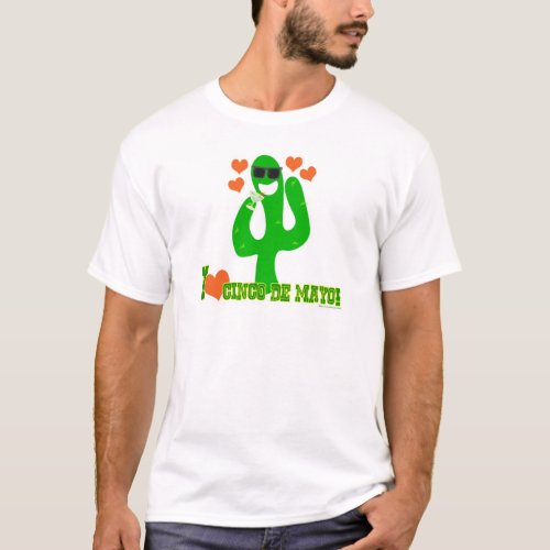 I Love Cinco De Mayo Cactus Cartoon T_Shirt