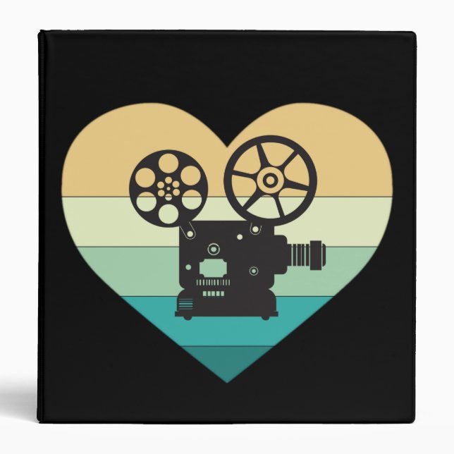 I Love Cinema Retro Movie Projector 3 Ring Binder (Front)