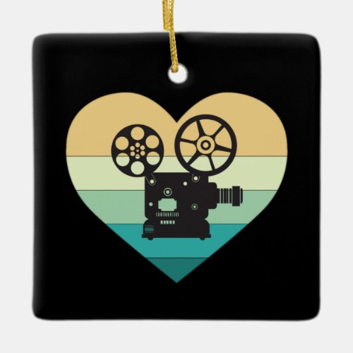 I Love Cinema Retro Movie Projector Ceramic Ornament
