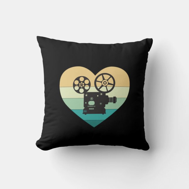 I Love Cinema Retro Movie Projector Throw Pillow (Front)