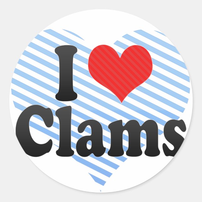 I Love Clams Classic Round Sticker (Front)