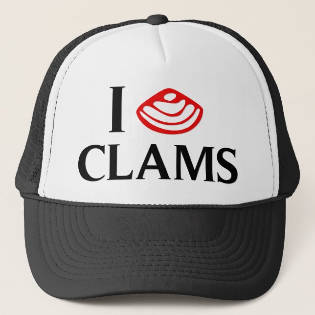 I Love Clams Trucker Hat (Front)