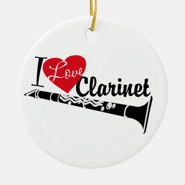 I Love Clarinet Marching Band Photo Ceramic Ornament (Front)