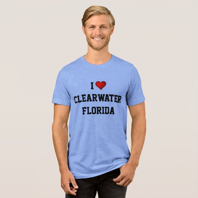 I LOVE CLEARWATER, FLORIDA Tri-Blend SHIRT (Front Full)