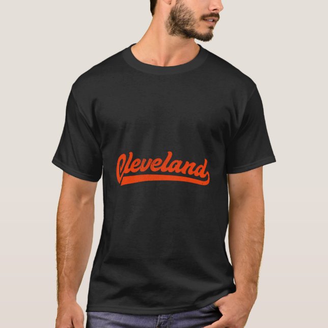 I Love Cleveland Ohio Sports Script T-Shirt (Front)