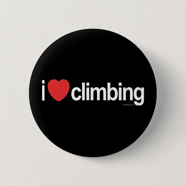 I Love Climbing Pinback Button (Front)