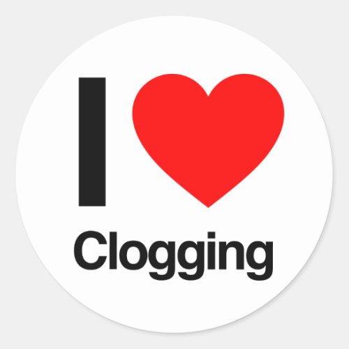 i love clogging classic round sticker