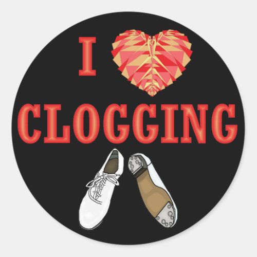 I Love Clogging Dancing Shoe Heart Classic Round Sticker