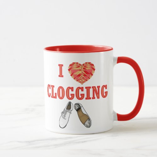 I Love Clogging Heart Shoe Dancing Mug