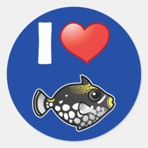I Love Clown Triggerfish Classic Round Sticker