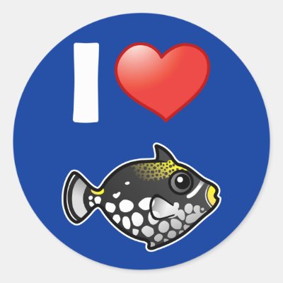 I Love Clown Triggerfish Classic Round Sticker
