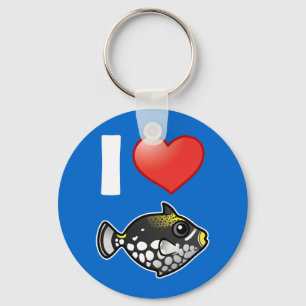 I Love Clown Triggerfish Keychain
