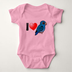 I Love Cobalt Lineolated Parakeets Baby Jersey Bodysuit