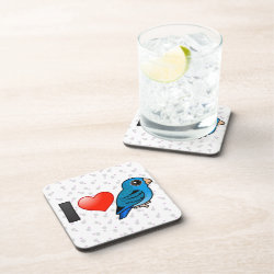 I Love Cobalt Lineolated Parakeets Beverage Coaster