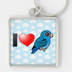 I Love Cobalt Lineolated Parakeets Premium Square Keychain