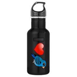 I Love Cobalt Lineolated Parakeets Water Bottle (24 oz)