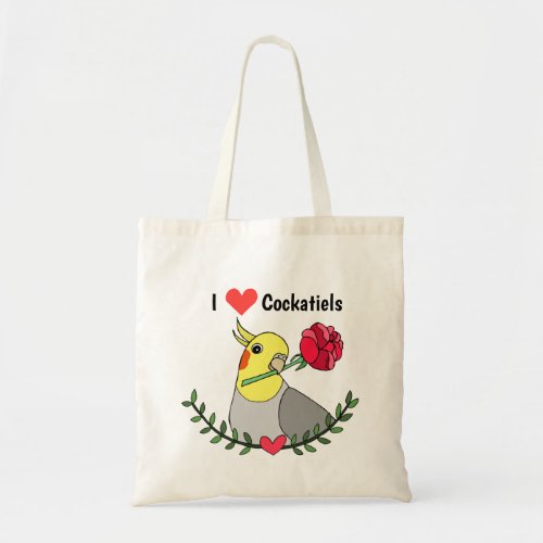 I love cockatiels Cute Funny Cockatiel Bird   Tote Bag