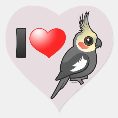 I Love Cockatiels Heart Sticker