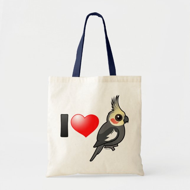 I Love Cockatiels Tote Bag (Front)