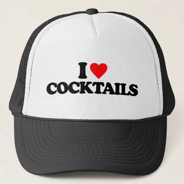 I LOVE COCKTAILS TRUCKER HAT | Zazzle display picture 1
