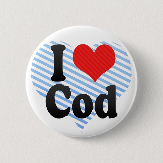 I Love Cod Pinback Button (Front)