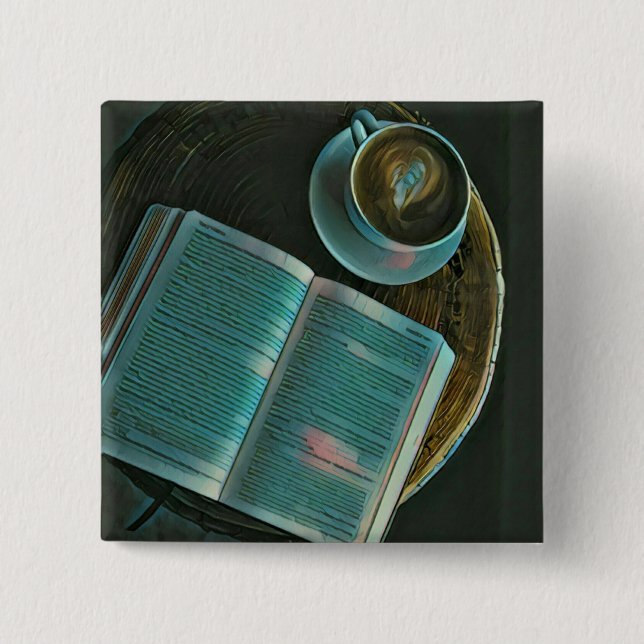 I love coffee and books button (Front)