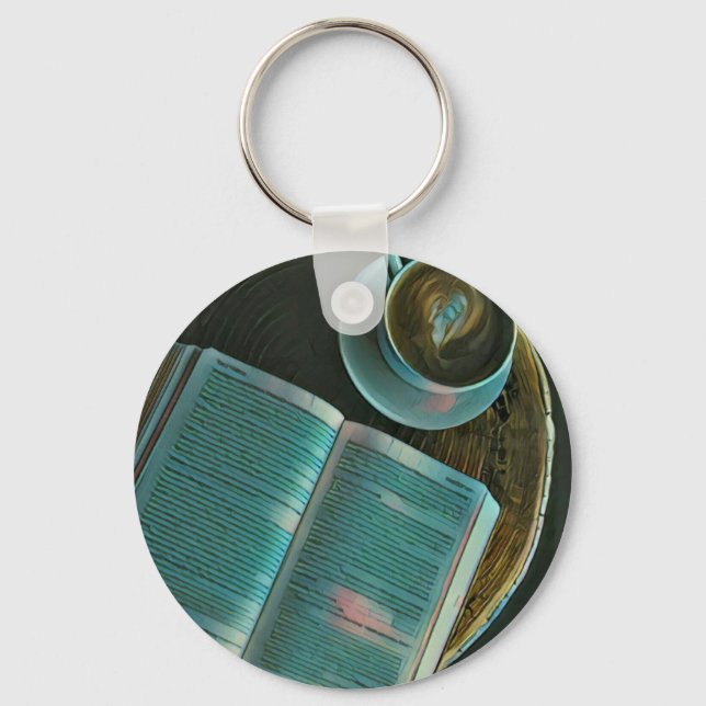 I love coffee and books keychain (Front)