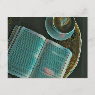 I love coffee and books postcard