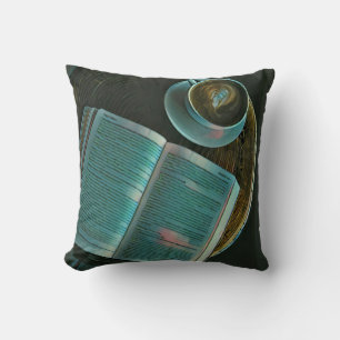 I love coffee and books throw pillow
