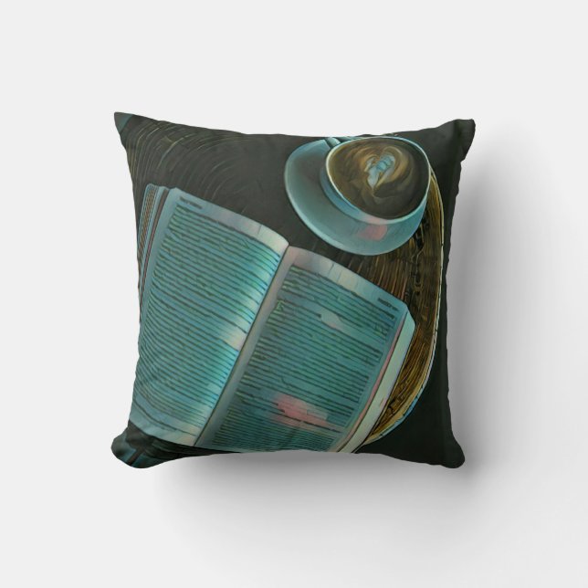 I love coffee and books throw pillow (Front)