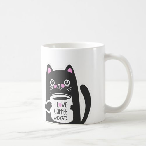 I love coffee and cats _ Choose background color Coffee Mug