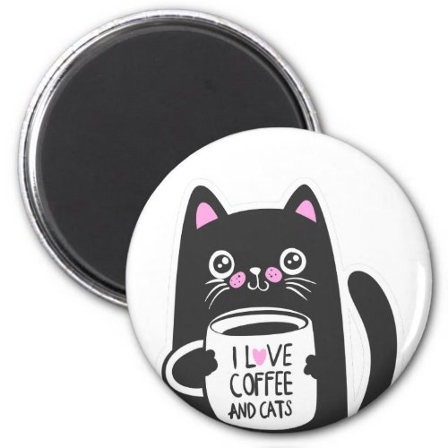 I love coffee and cats _ Choose background color Magnet