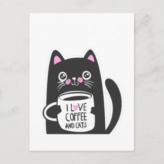 I love coffee and cats - Choose background color Postcard