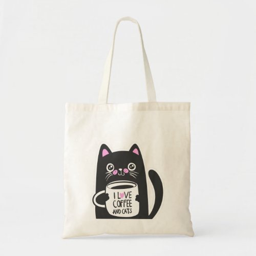 I love coffee and cats _ Choose background color Tote Bag