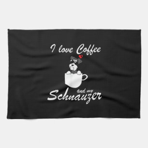 i love coffee and my schnauzer dog lovers kitchen towel