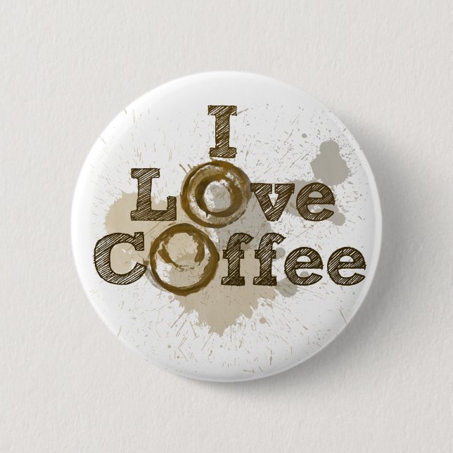 I Love Coffee Art Caffeine Pinback Button (Front)