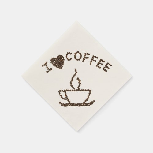 I Love Coffee Beans Cocktail Paper Napkins