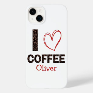 I Love Coffee Brown Modern Custom Name Template Case-Mate iPhone 14 Plus Case