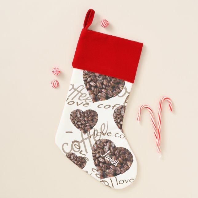 I Love Coffee Christmas Custom Stocking (Front)