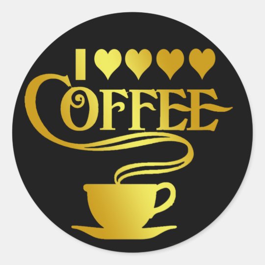 I LOVE COFFEE CLASSIC ROUND STICKER