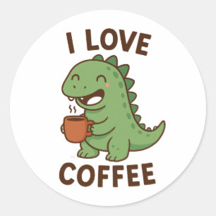 I Love Coffee – Coffee Lover Quote Design Classic Round Sticker