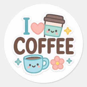 I Love Coffee Cute Kawaii Sticker – Adorable Coffe